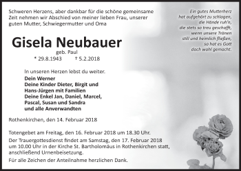 Anzeige von Gisela Neubauer von MGO