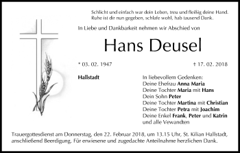 Anzeige von Hans Deusel von MGO