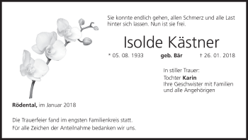 Anzeige von Isolde Kästner von MGO