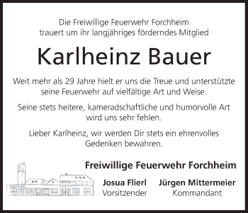 Anzeige von Karlheinz Bauer von MGO