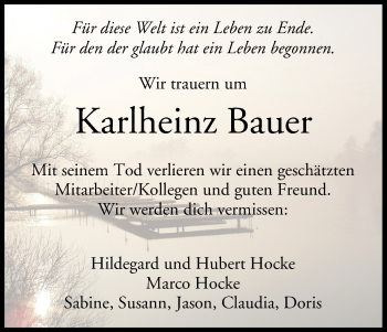 Anzeige von Karlheinz Bauer von MGO