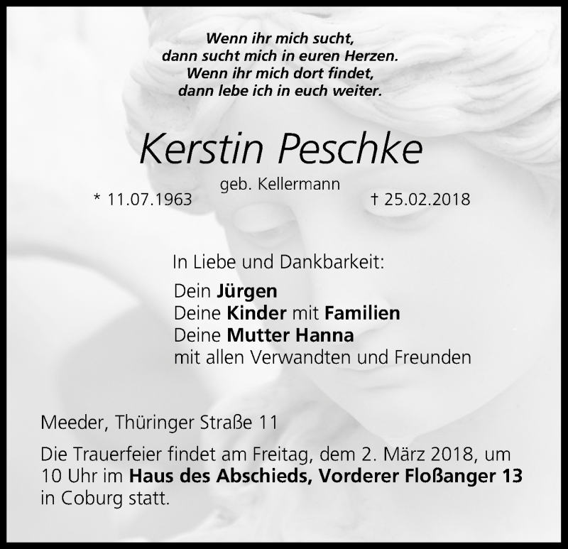  Traueranzeige für Kerstin Peschke vom 28.02.2018 aus MGO