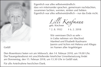 Anzeige von Lilli Kaufmann von MGO