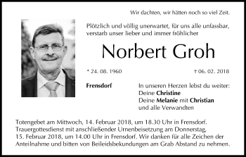 Anzeige von Norbert Groh von MGO