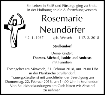 Anzeige von Rosemarie Neundörfer von MGO