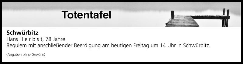  Traueranzeige für Totentafel vom 09.02.2018 vom 09.02.2018 aus MGO
