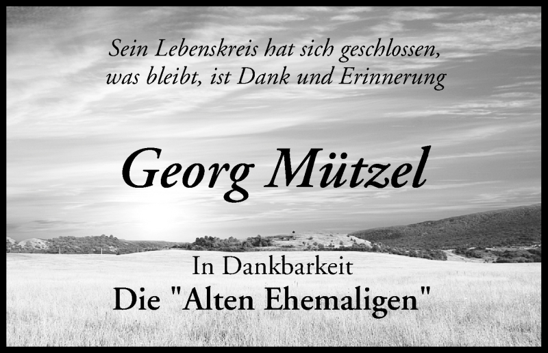  Traueranzeige für Georg Mützel vom 17.03.2018 aus MGO