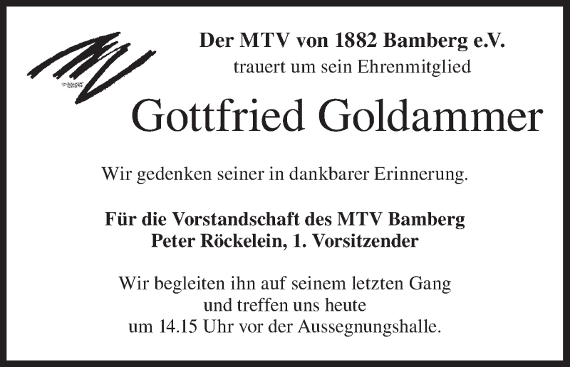  Traueranzeige für Gottfried Goldammer vom 09.03.2018 aus MGO