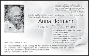Anzeige von Anna Hofmann von MGO