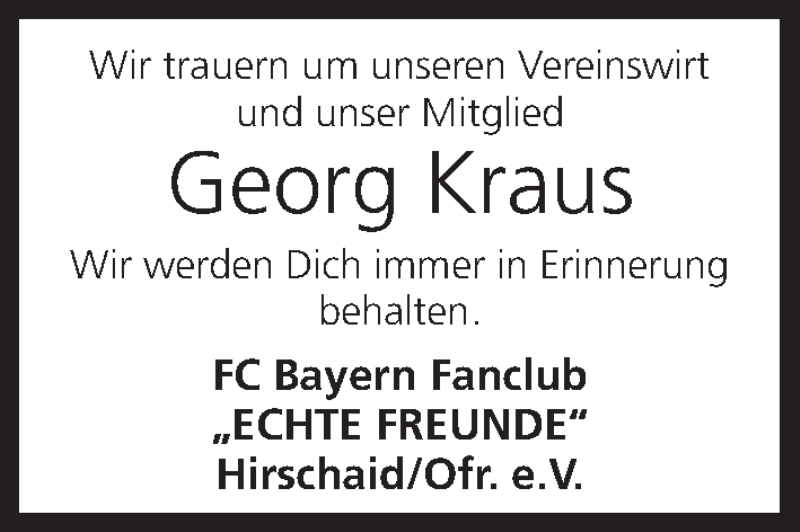  Traueranzeige für Georg Kraus vom 25.04.2018 aus MGO