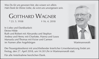 Anzeige von Gotthard Wagner von MGO