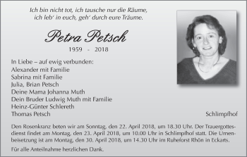 Anzeige von Petra Petsch von MGO