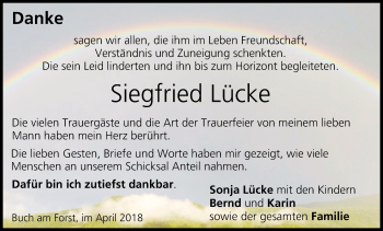 Anzeige von Siegfried Lücke von MGO