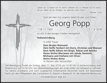 Anzeige von Georg Popp von MGO