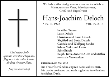Anzeige von Hans-Joachim Deloch von MGO