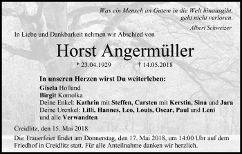 Anzeige von Horst Angermüller von MGO