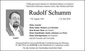 Anzeige von Rudolf Schumm von MGO