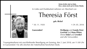 Anzeige von Theresia Först von MGO
