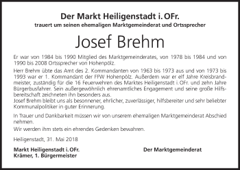 Anzeige von Josef Brehm von MGO