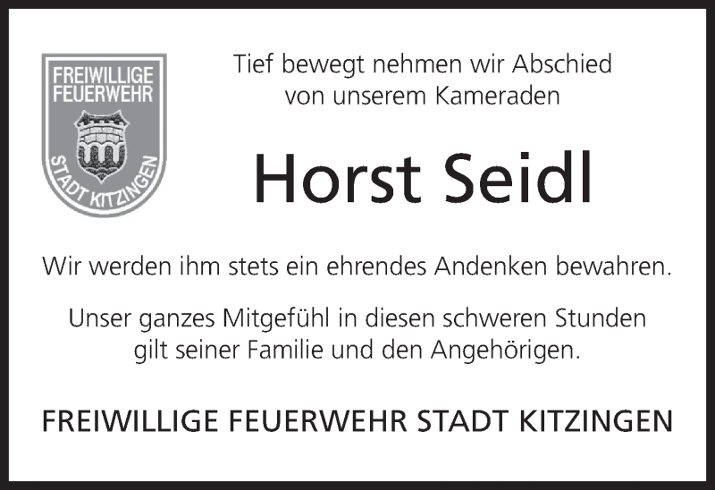  Traueranzeige für Horst Seidl vom 20.07.2018 aus MGO
