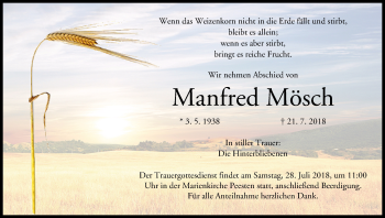 Anzeige von Manfred Mösch von MGO