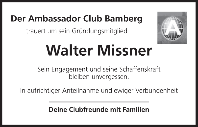  Traueranzeige für Walter Missner vom 28.07.2018 aus MGO