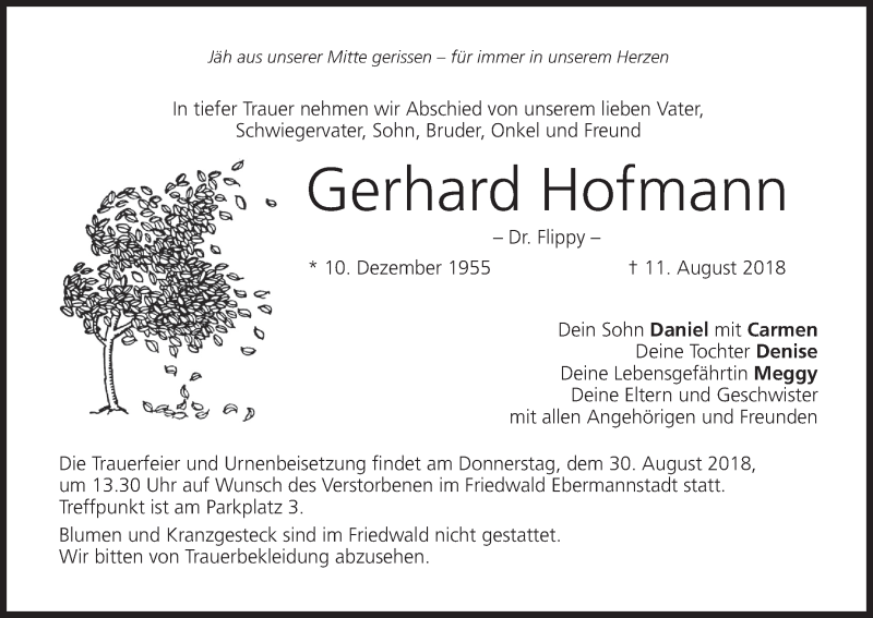  Traueranzeige für Gerhard Hofmann vom 25.08.2018 aus MGO
