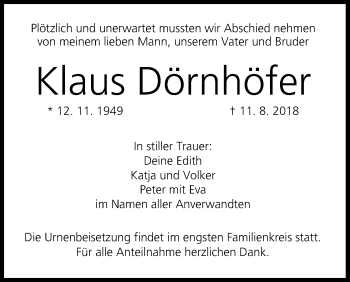 Anzeige von Klaus Dörnhöfer von MGO