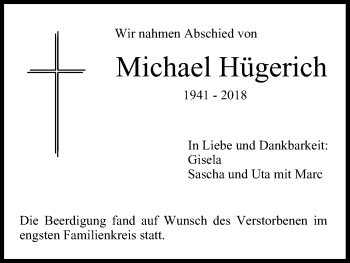 Traueranzeige von Michael Hügerich