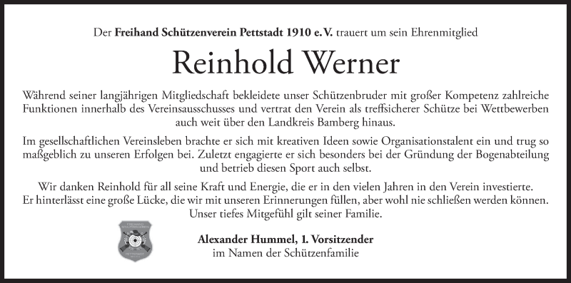  Traueranzeige für Reinhold Werner vom 05.09.2018 aus MGO