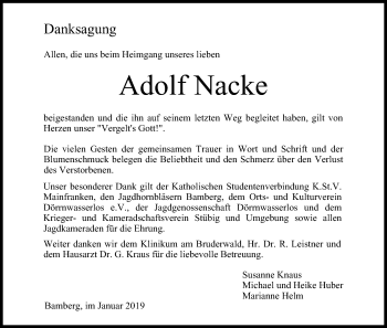 Anzeige von Adolf Nacke von MGO