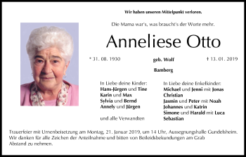 Anzeige von Anneliese Otto von MGO