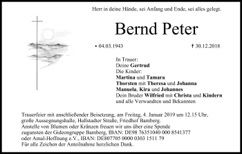 Traueranzeige von Bernd Peter