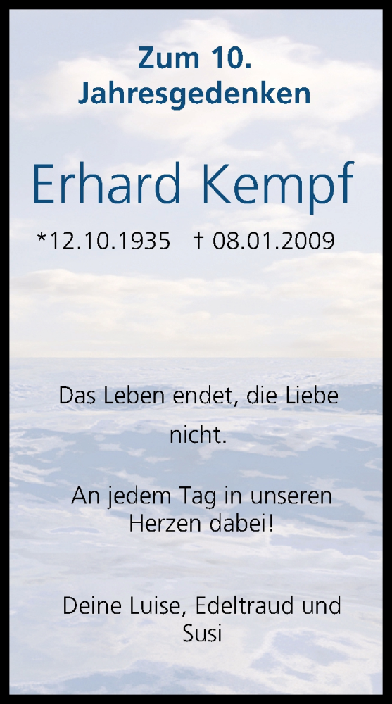  Traueranzeige für Erhard Kempf vom 08.01.2019 aus MGO