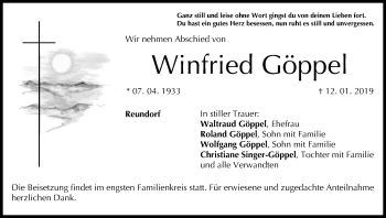 Anzeige von Winfried Göppel von MGO