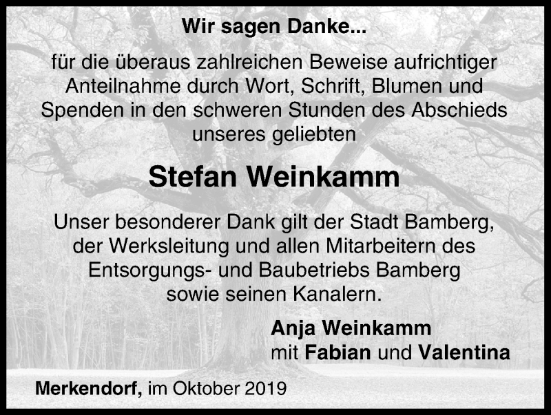  Traueranzeige für Stefan Weinkamm vom 12.10.2019 aus MGO