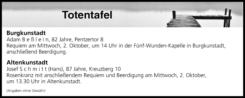  Traueranzeige für Totentafel vom 02.10.2019 vom 02.10.2019 aus MGO