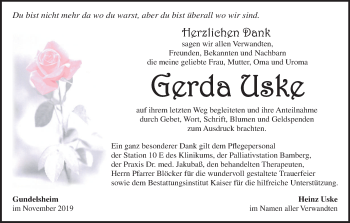 Anzeige von Gerda Uske von MGO