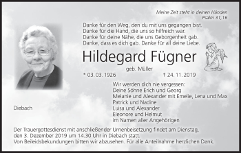 Anzeige von Hildegard Fügner von MGO