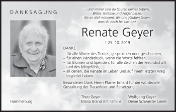 Anzeige von Renate Geyer von MGO