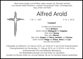 Anzeige von Alfred Arold von MGO