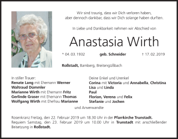 Anzeige von Anastasia Wirth von MGO