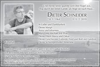 Anzeige von Dieter Schneider von MGO