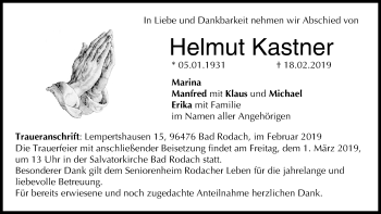 Anzeige von Helmut Kastner von MGO