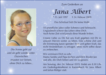 Anzeige von Jana Albert von MGO