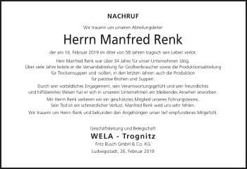 Anzeige von Manfred Renk von MGO