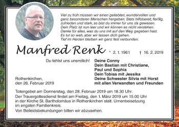 Anzeige von Manfred Renk von MGO