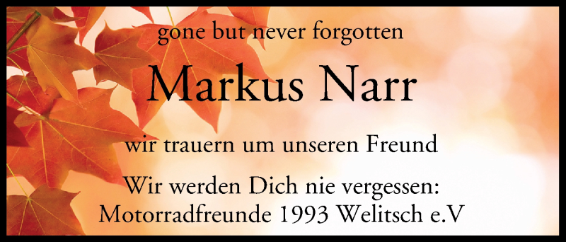  Traueranzeige für Markus Narr vom 02.02.2019 aus MGO