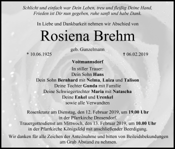 Anzeige von Rosiena Brehm von MGO