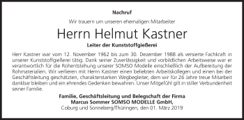 Anzeige von Helmut Kastner von MGO